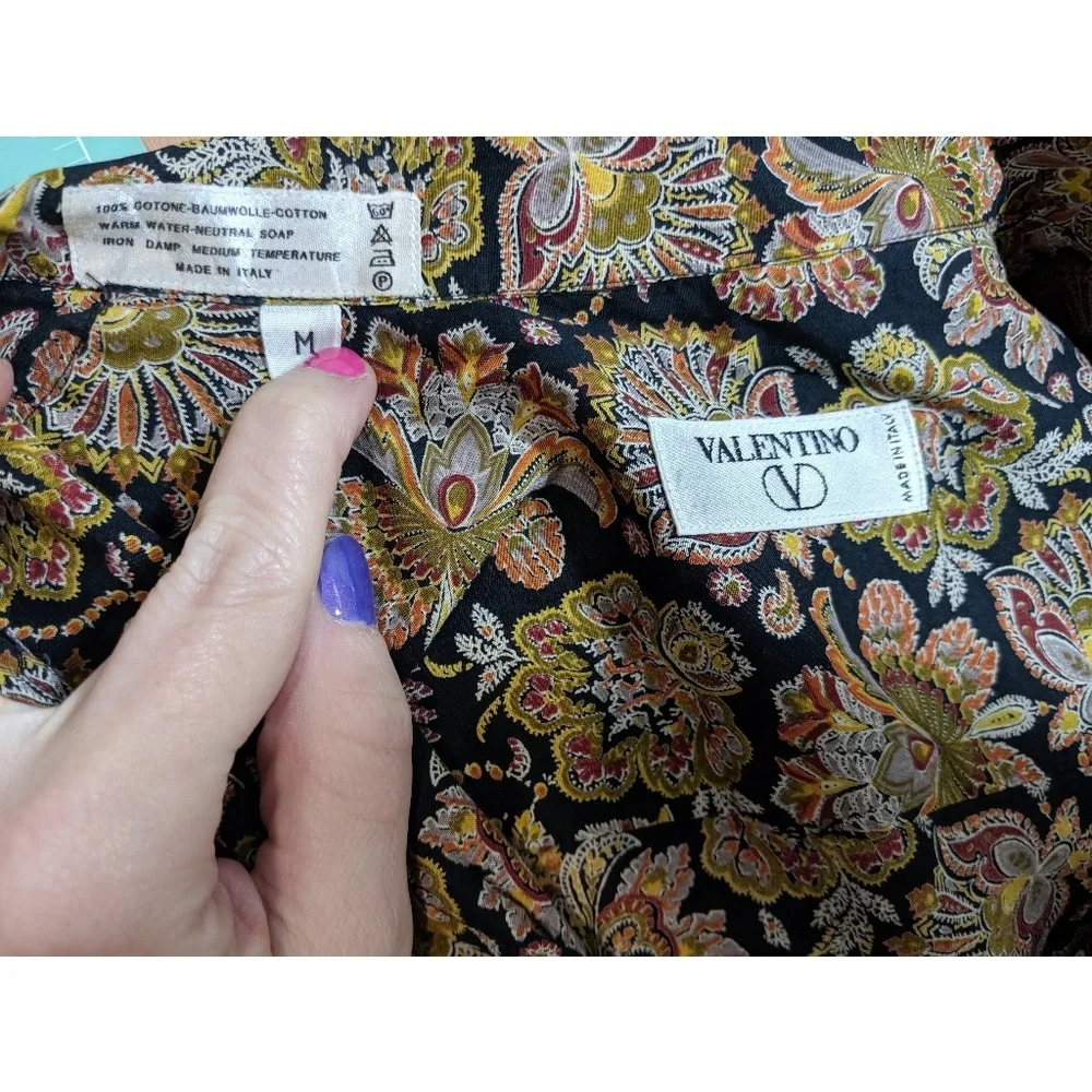 Vintage Valentino Paisley Button-Down Relaxed Fit Shirt - Picture 7 of 7